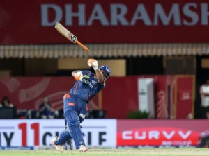 Rishabh Pant’s bat takes flight.