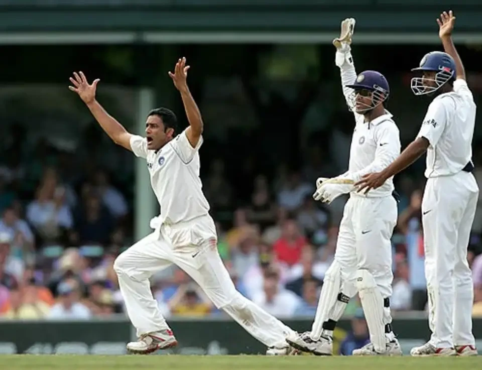 Anil Kumble appeals for a wicket.