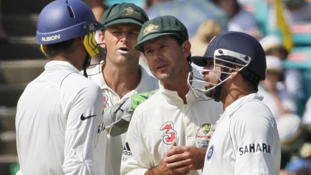 Ricky Ponting having a conversation with Indian players.