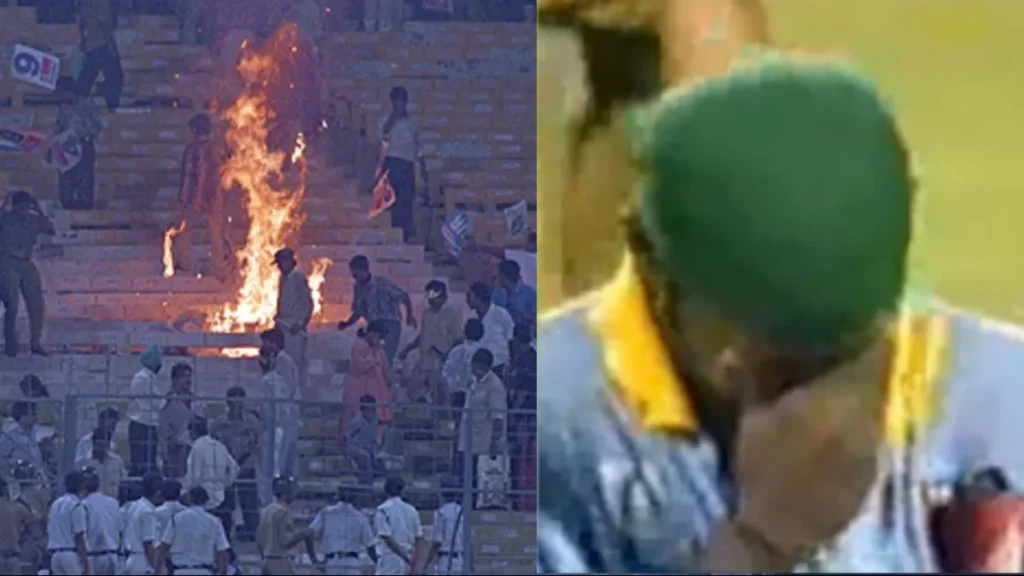Vinod Kambli crying after the match was called off.