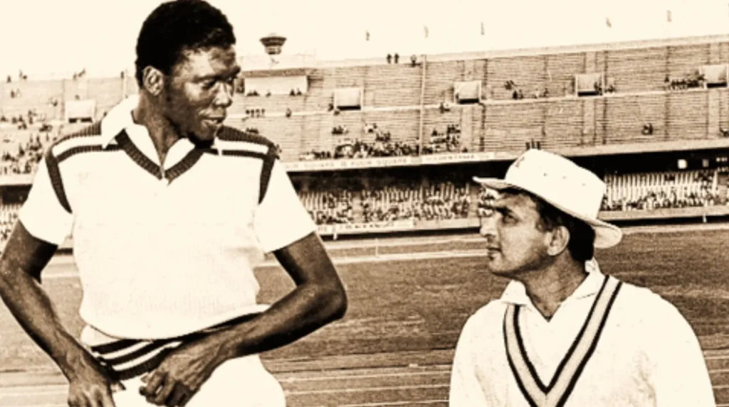 Sunil Gavaskar and Joel Garner in a frame.