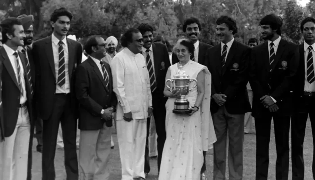 Indian team with the 1983 World Cup Trophy.