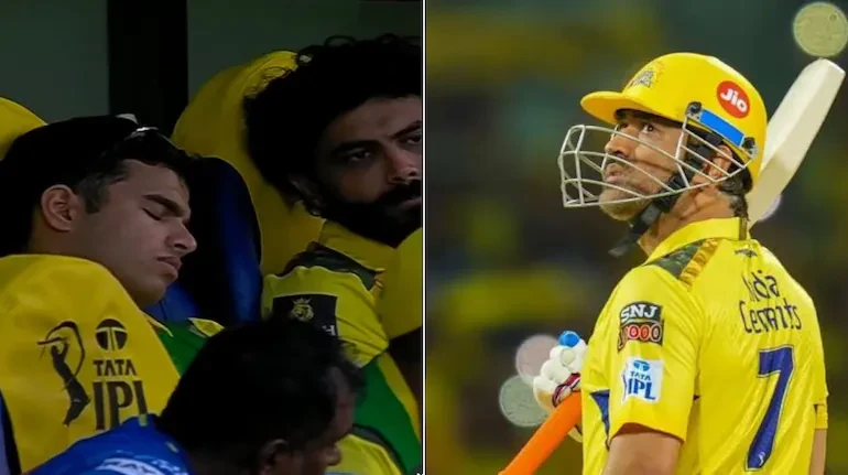 CSK player spotted sleeping in the dugout.