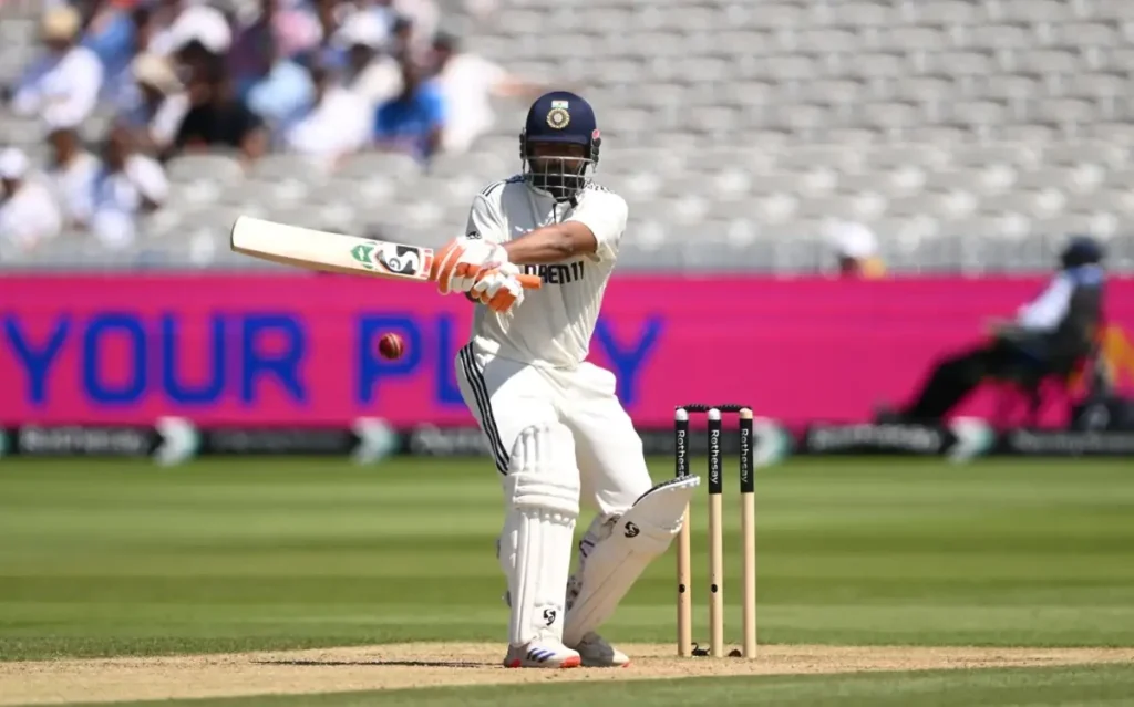 Rishabh Pant is showcasing his batting skills.