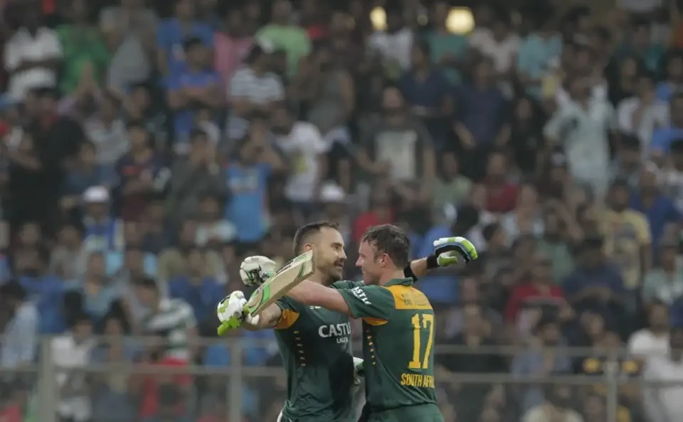 AB de Villiers and Faf du Plessis after scoring tons.