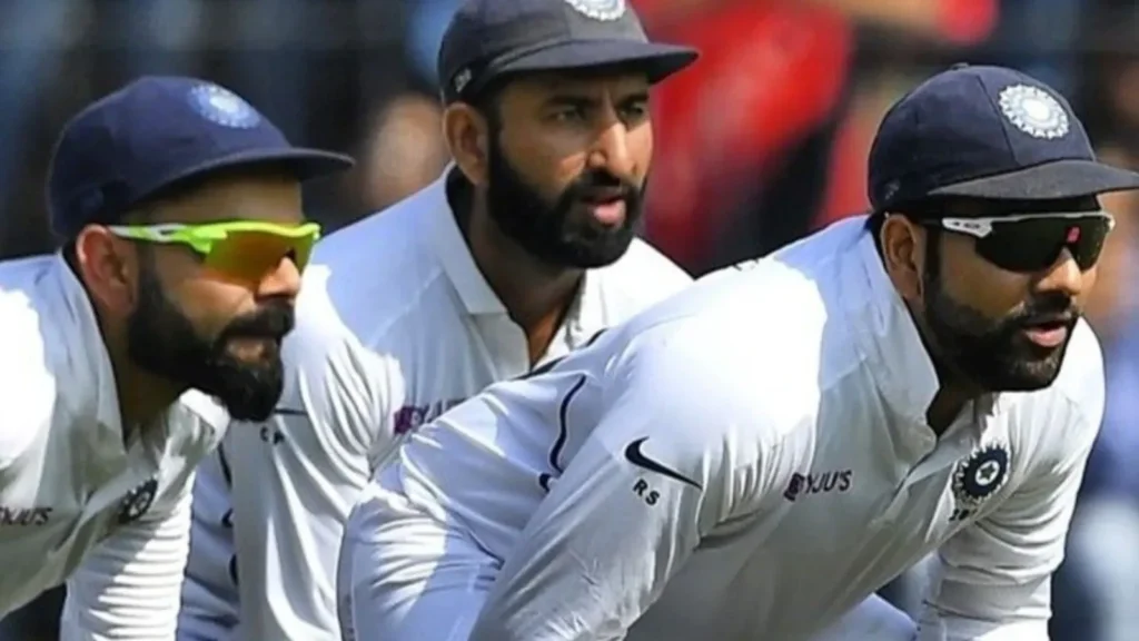 Virat Kohli, Rohit Sharma and Cheteshwar Pujara.