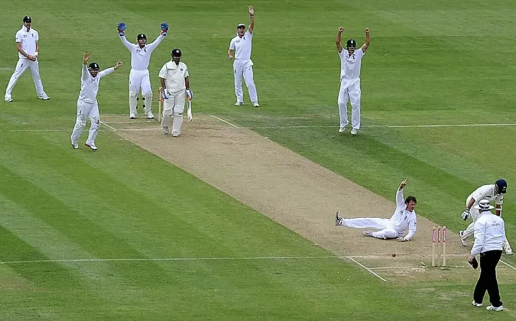 England team appealing for a wicket.