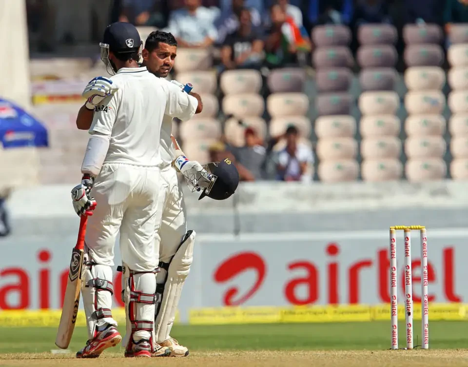 Murali Vijay completes his century in the second Test.