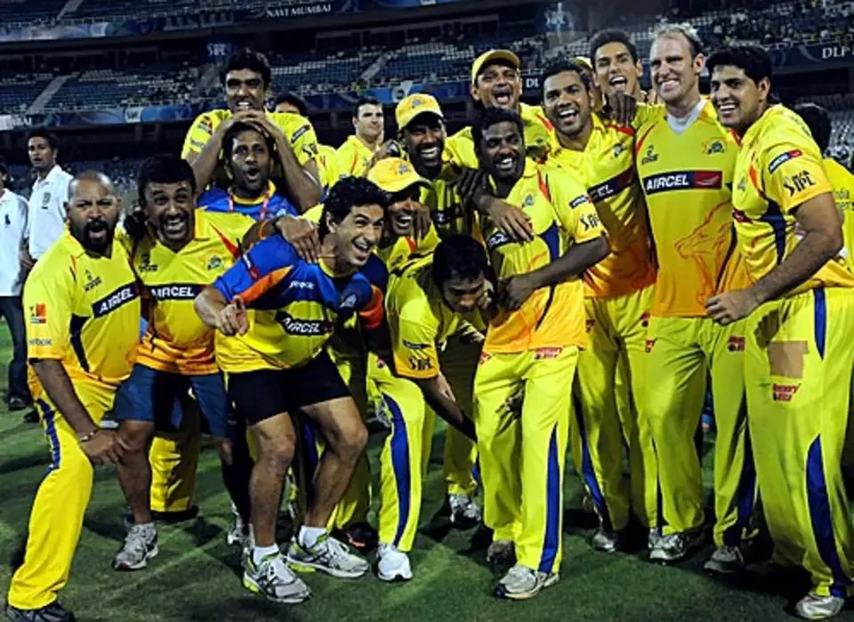 The Chennai Super Kings celebrate their victory in the IPL.