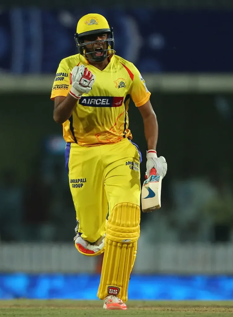 Ravichandran Ashwin celebrates after scoring the winning runs.