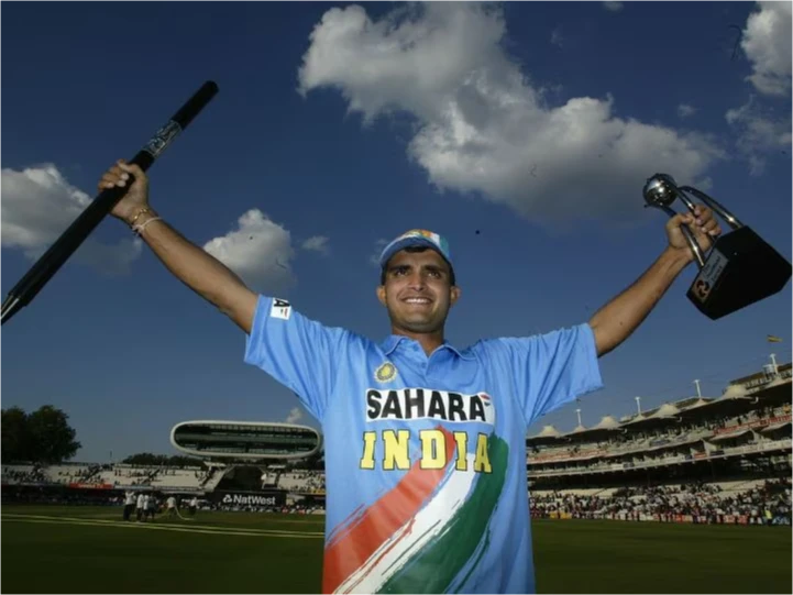 Sourav Ganguly celebrates an India victory.