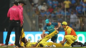 Glenn Maxwell receiving treatment from the team medicals.