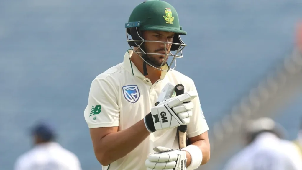 Aiden Markram disappointed after losing his wicket.