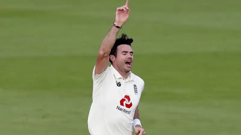 Anderson celebrates after taking a crucial wicket.