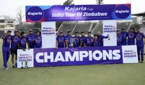 India defeated Zimbabwe by 13 Runs.