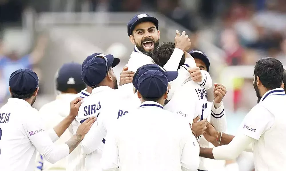 Kohli goes aggressive as India celebrates a wicket.