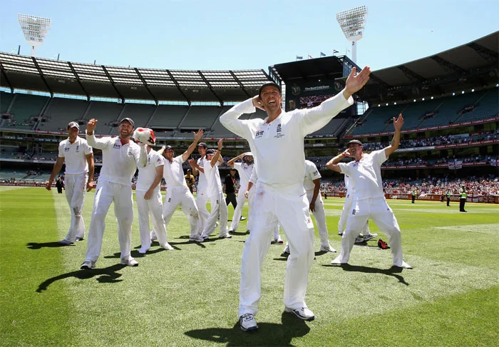 England players dancing after the win.