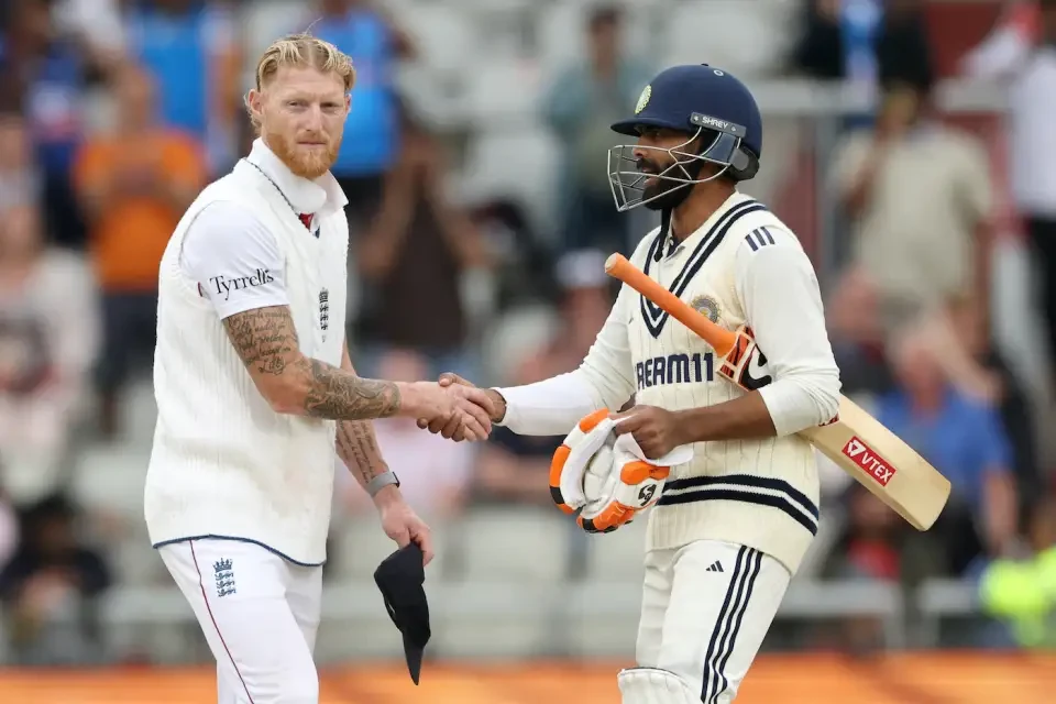 Ben Stokes and Ravindra Jadeja during the game.