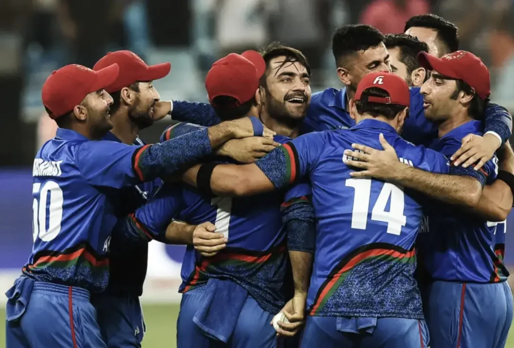 Afghanistan players celebrating after the match ended as a tie.