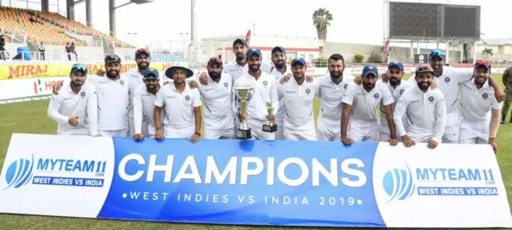 India defeated West Indies by 257 runs.
