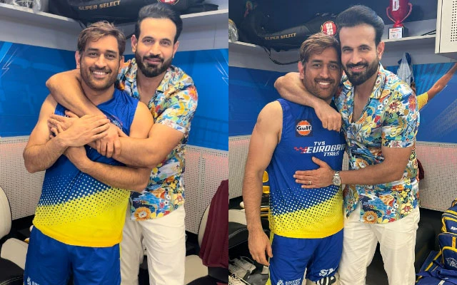 Irfan Pathan and MS Dhoni in the gym.
