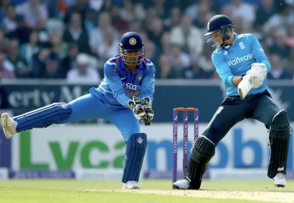 Joe Root playing a shot during the match.