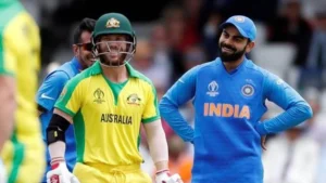 Virat Kohli and David Warner having a chat.