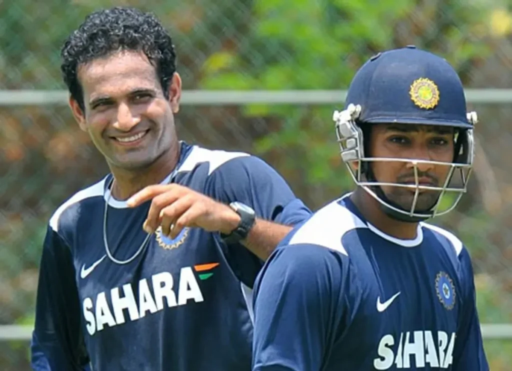 Irfan Pathan and Rohit Sharma during the game.