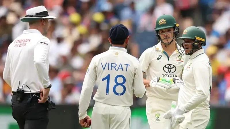 Virat Kohli and Sam Konstas get involved in a heated argument after a shoulder bump.