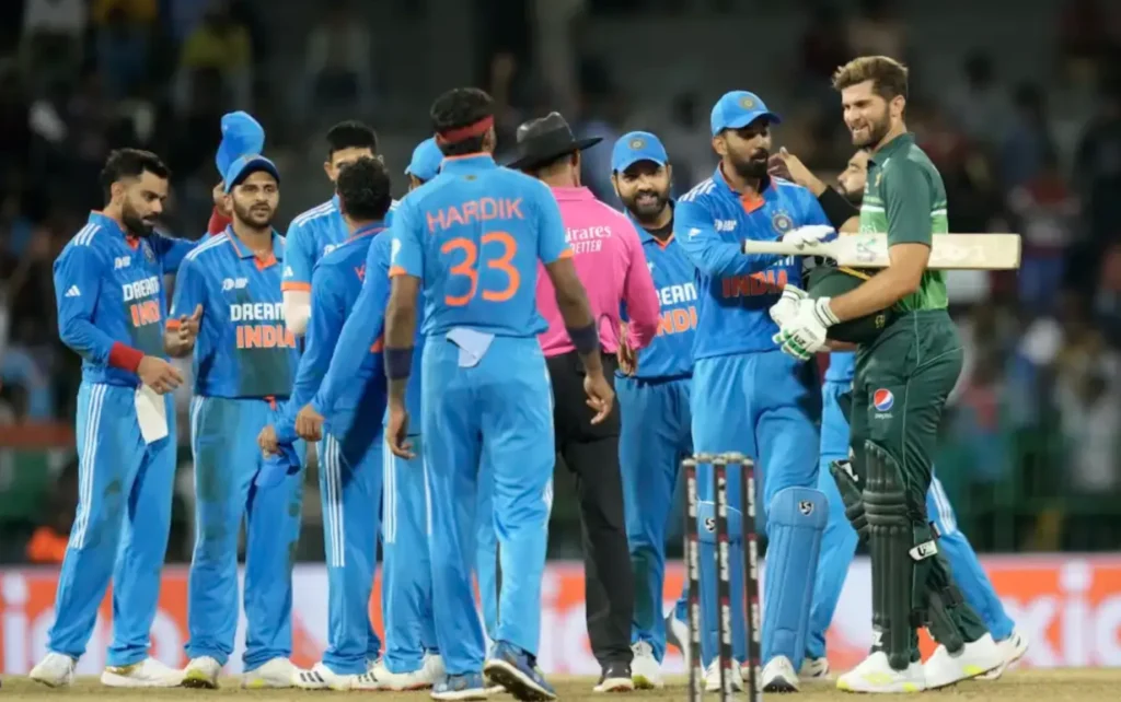 India defeated Pakistan by 228 runs.