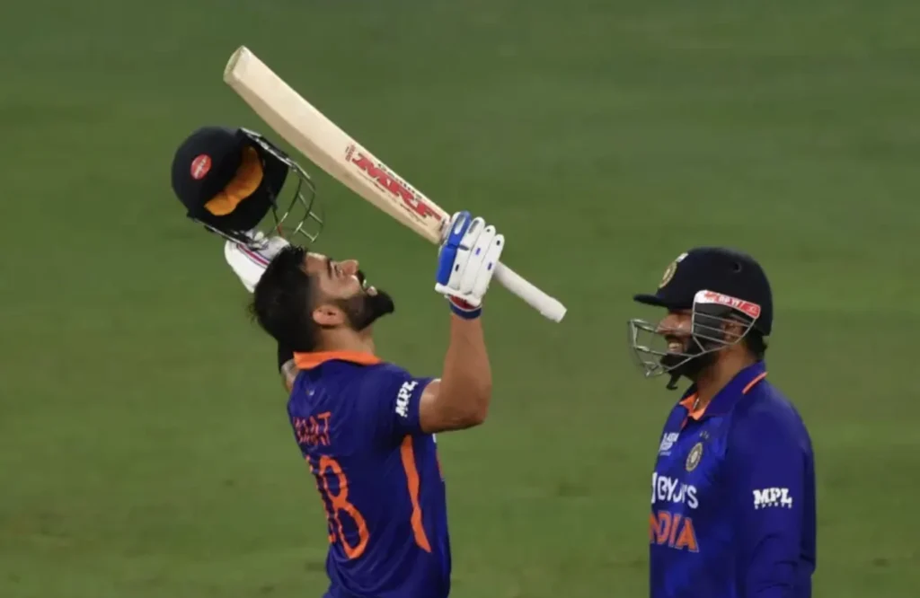 Virat Kohli celebrating his 71st International Century.