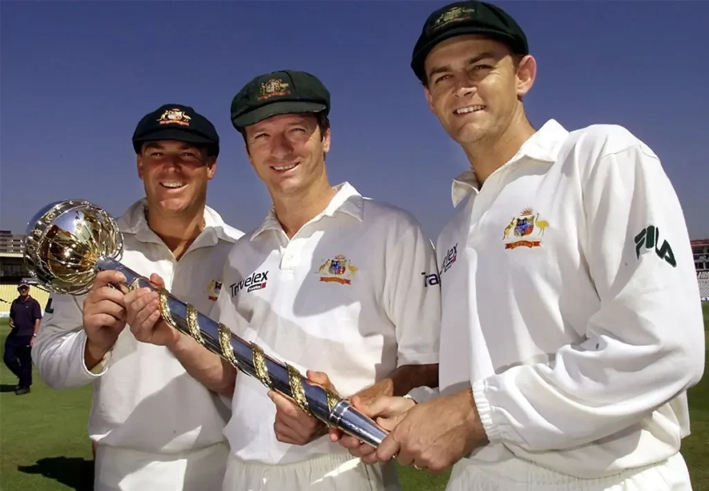 Steve Waugh with the ICC Test Championship.