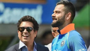 Virat Kohli and Sachin Tendulkar before the match.