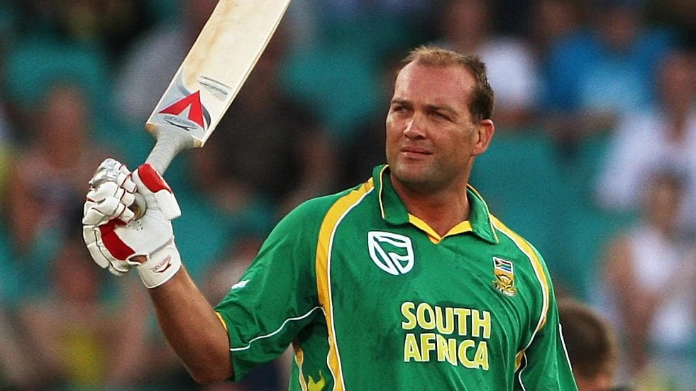 Jacques Kallis celebrates his ODI century.