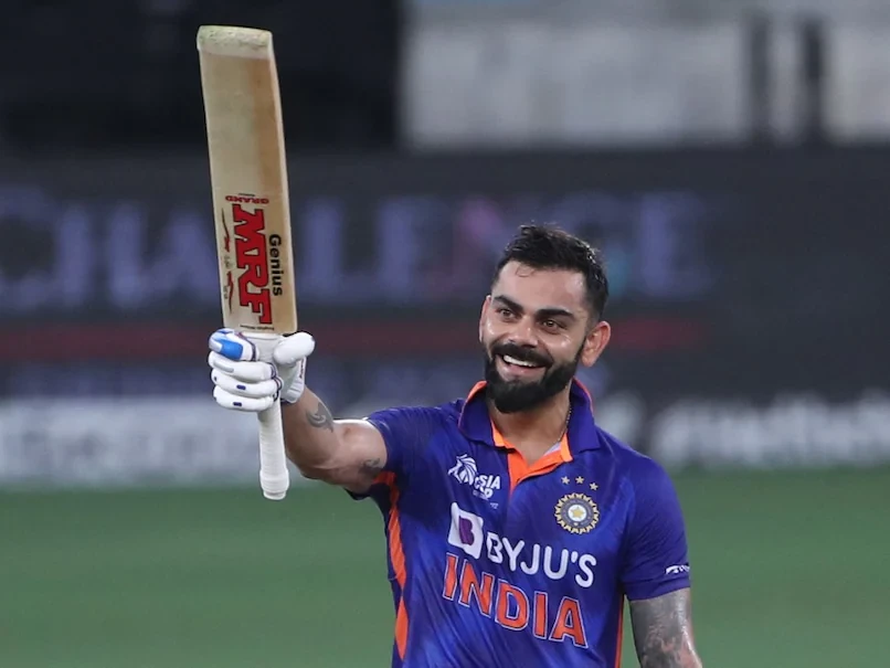 Virat Kohli brings up his first T20I ton.