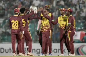 West Indies won the T20I opener by 16 runs.