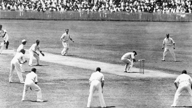 Billy Woodfull playing for Australia in The Ashes.