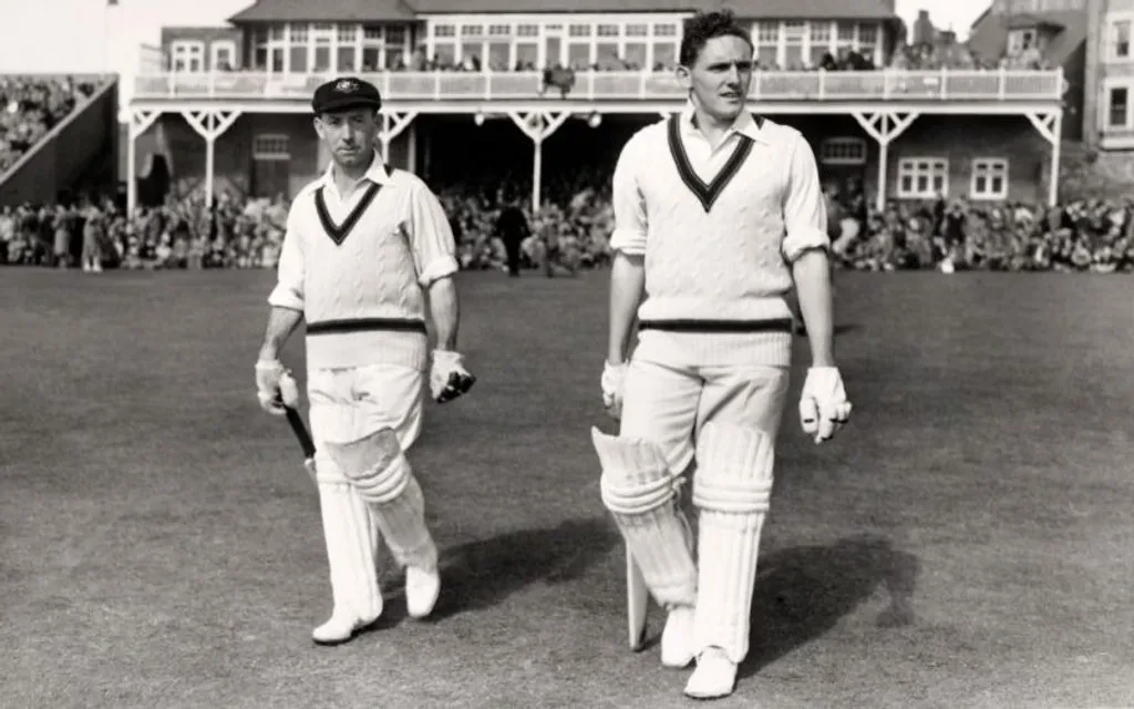 Lindsay Hassett coming out to bat for the Australian team.