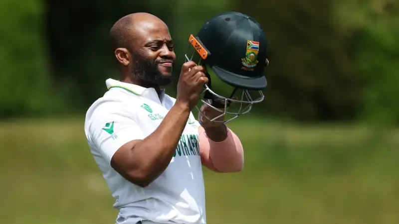 Temba Bavuma, the South African skipper, gets ready to bat.