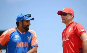 Cricket fans celebrate friendship and sportsmanship between England and Team India legends.